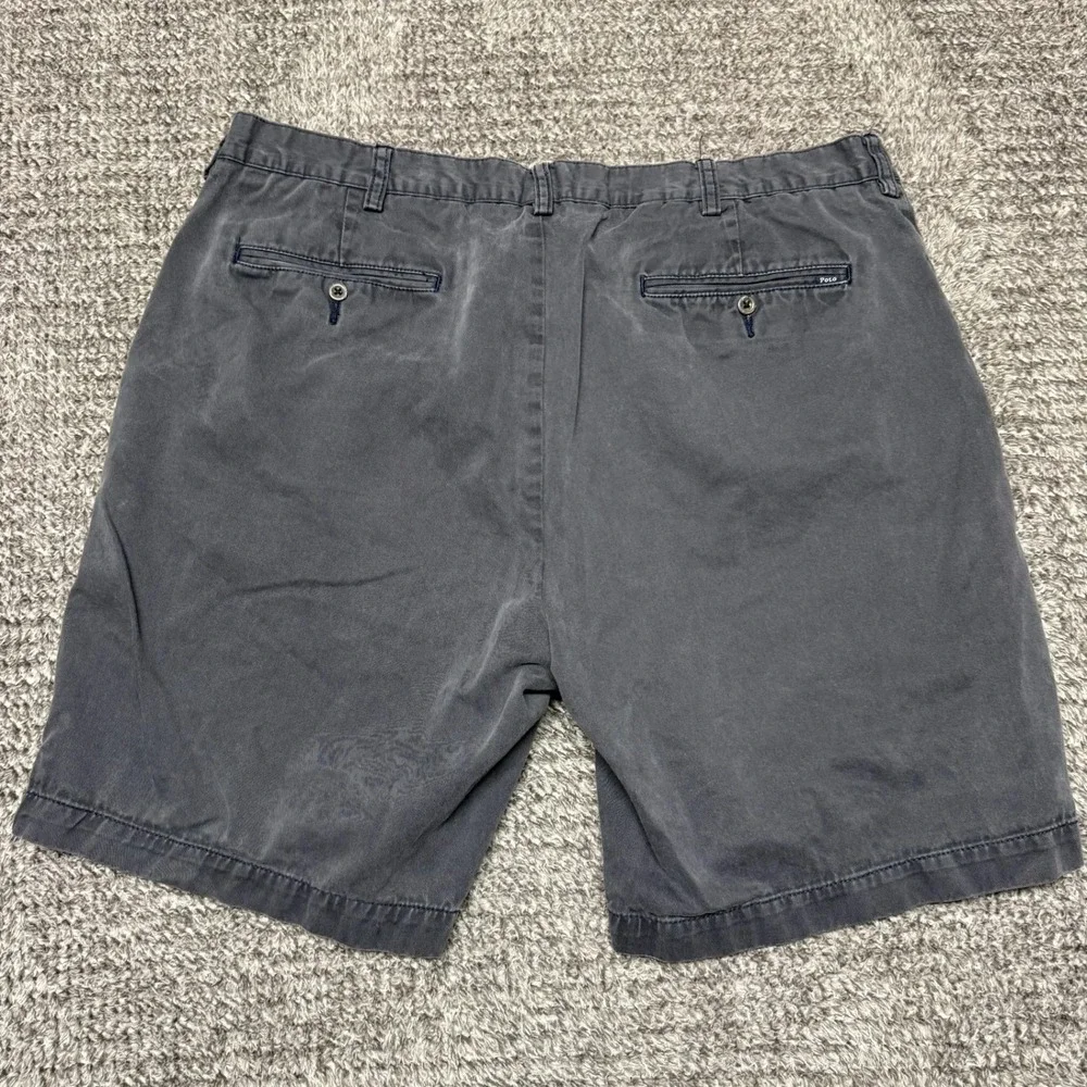 Polo Ralph Lauren Mens Chino Shorts Size 40 Faded Black‎ Flat Front Cotton